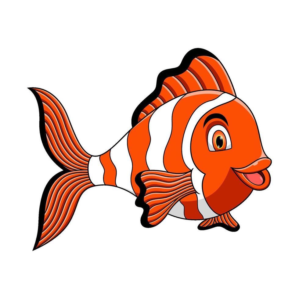 schattige clown vis cartoon op witte achtergrond vector