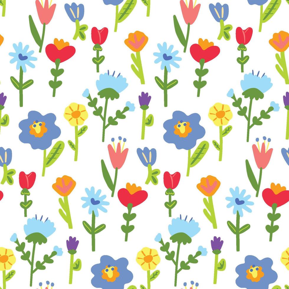 naadloos botanisch patroon met hand- getrokken bloemen en bladeren. abstract bloemen textuur. omhulsel papier. vector