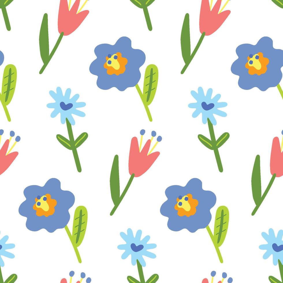 naadloos botanisch patroon met hand- getrokken bloemen en bladeren. abstract bloemen textuur. omhulsel papier. vector