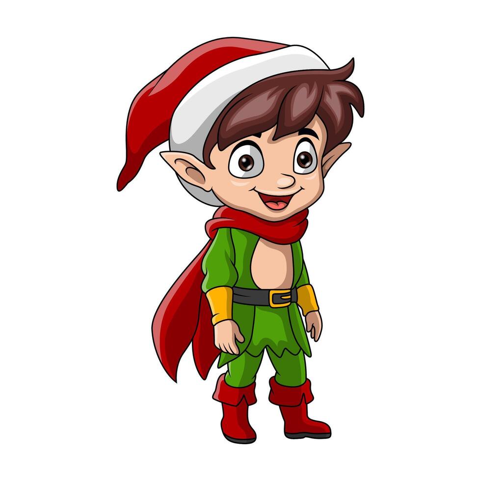 schattig Kerstmis elf jongen tekenfilm vector