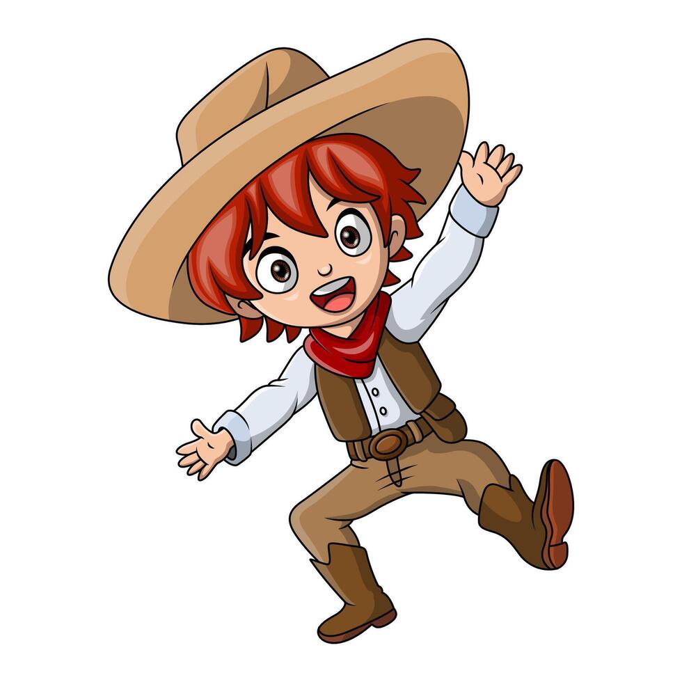 schattig cowboy tekenfilm Aan wit achtergrond vector