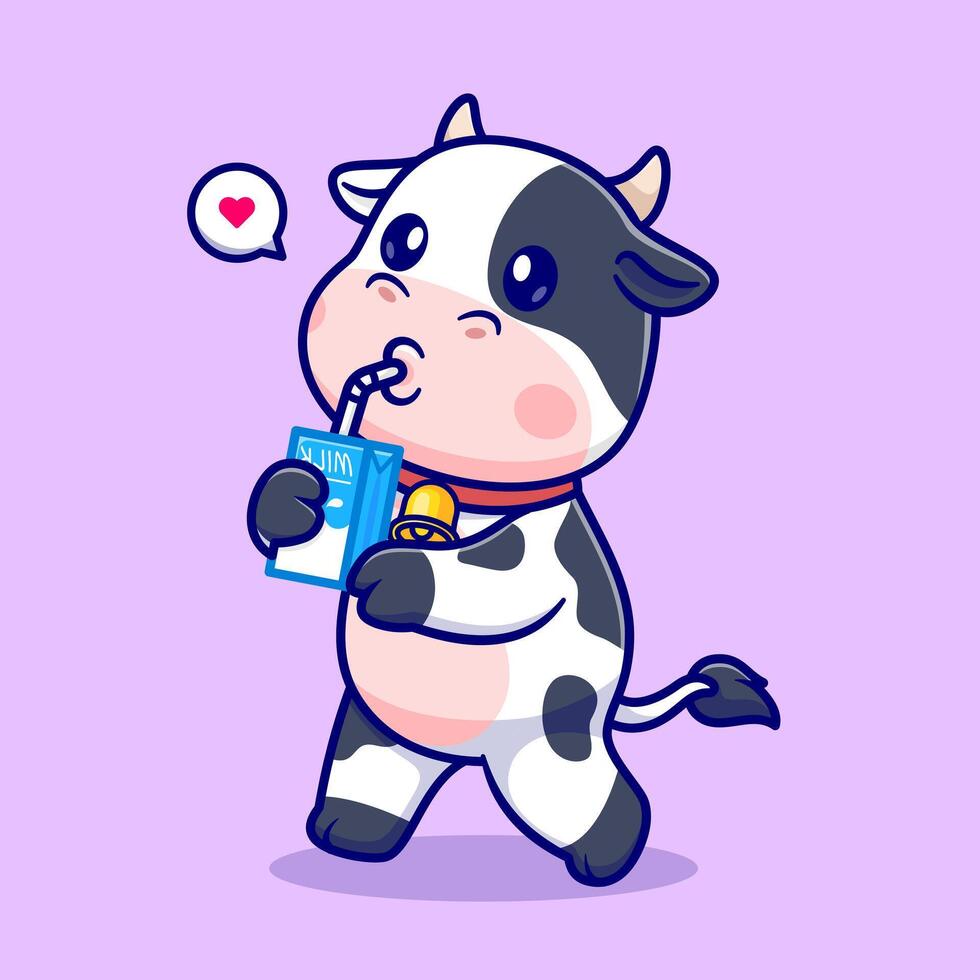 schattig koe drinken melk tekenfilm vector icoon illustratie. dier drinken icoon concept geïsoleerd premie vector. vlak tekenfilm stijl