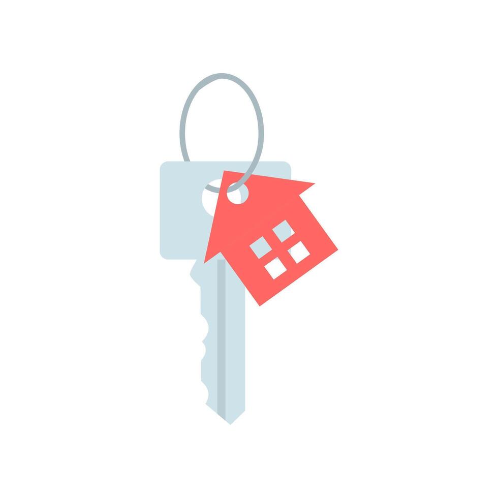 icoon van een sleutel met sleutelhanger huis symbool Aan een wit achtergrond vector