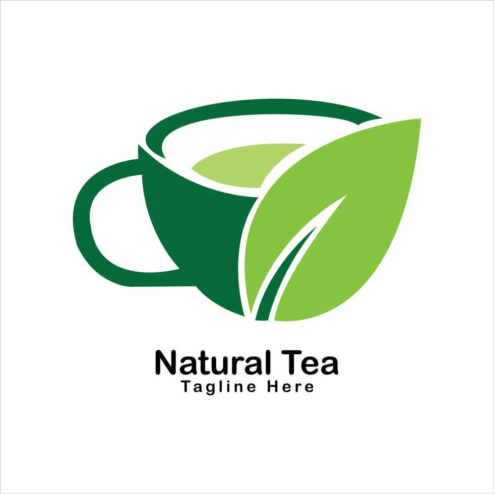 natuurlijk thee kop logo ontwerp icoon vector