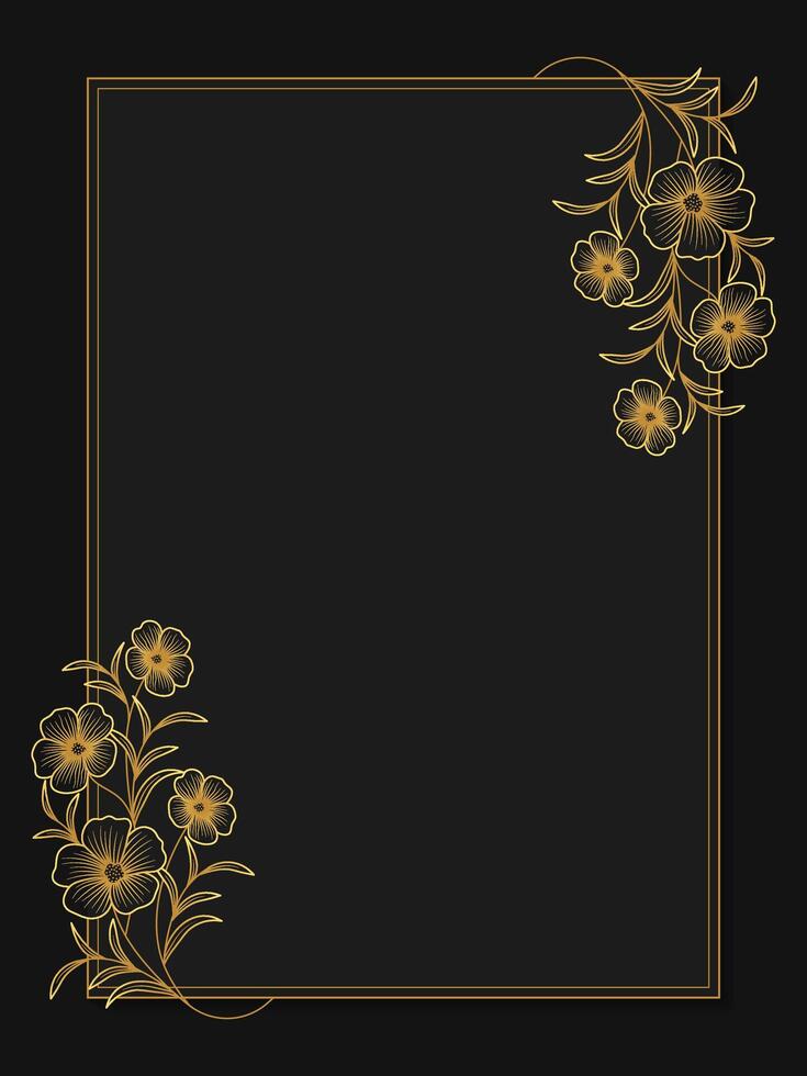 elegant goud bloemen uitnodiging sjabloon. luxe bruiloft en verjaardag kader. vector
