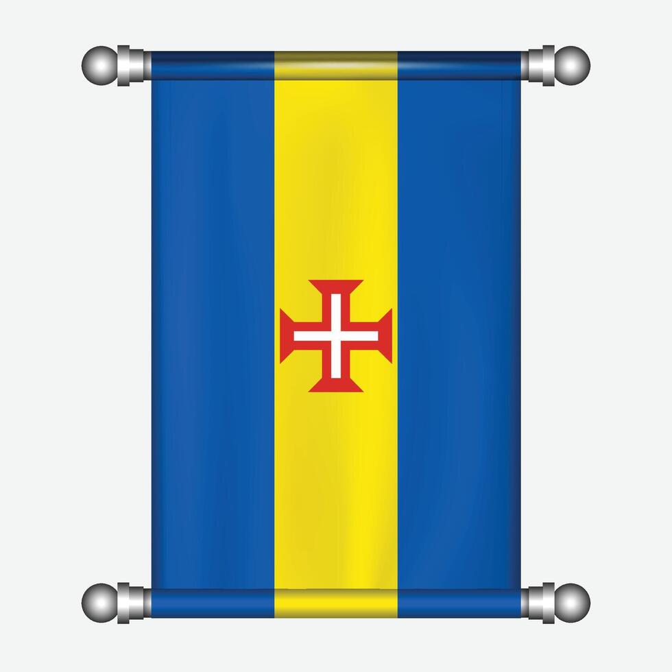 realistisch hangende vlag van Madeira wimpel vector