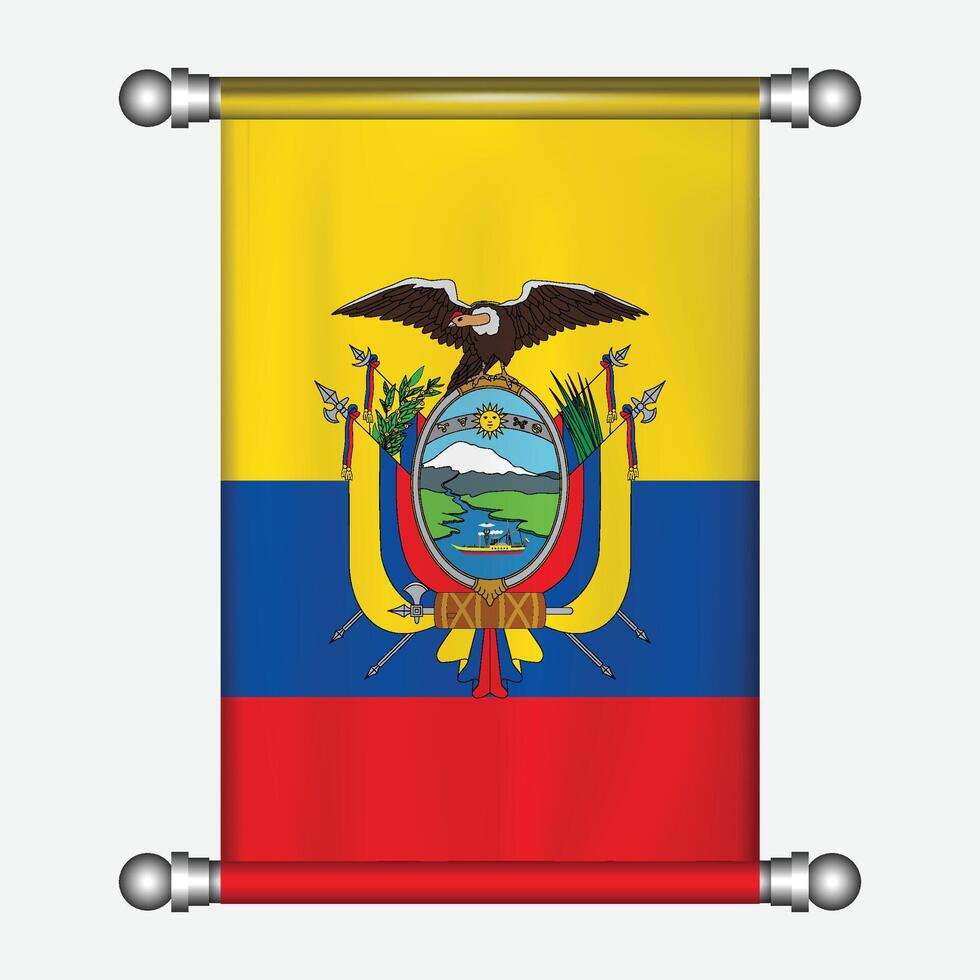 realistisch hangende vlag van Ecuador wimpel vector