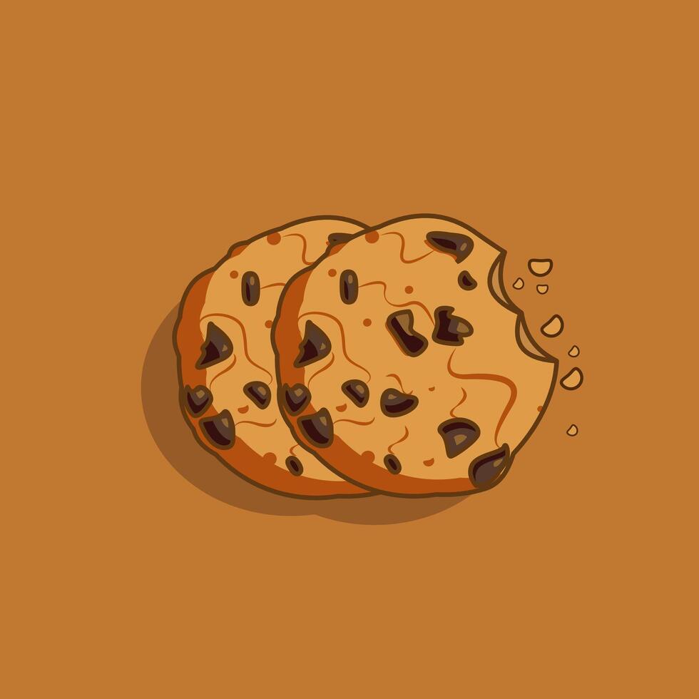 vector illustratie van gebeten koekjes chocola spaander