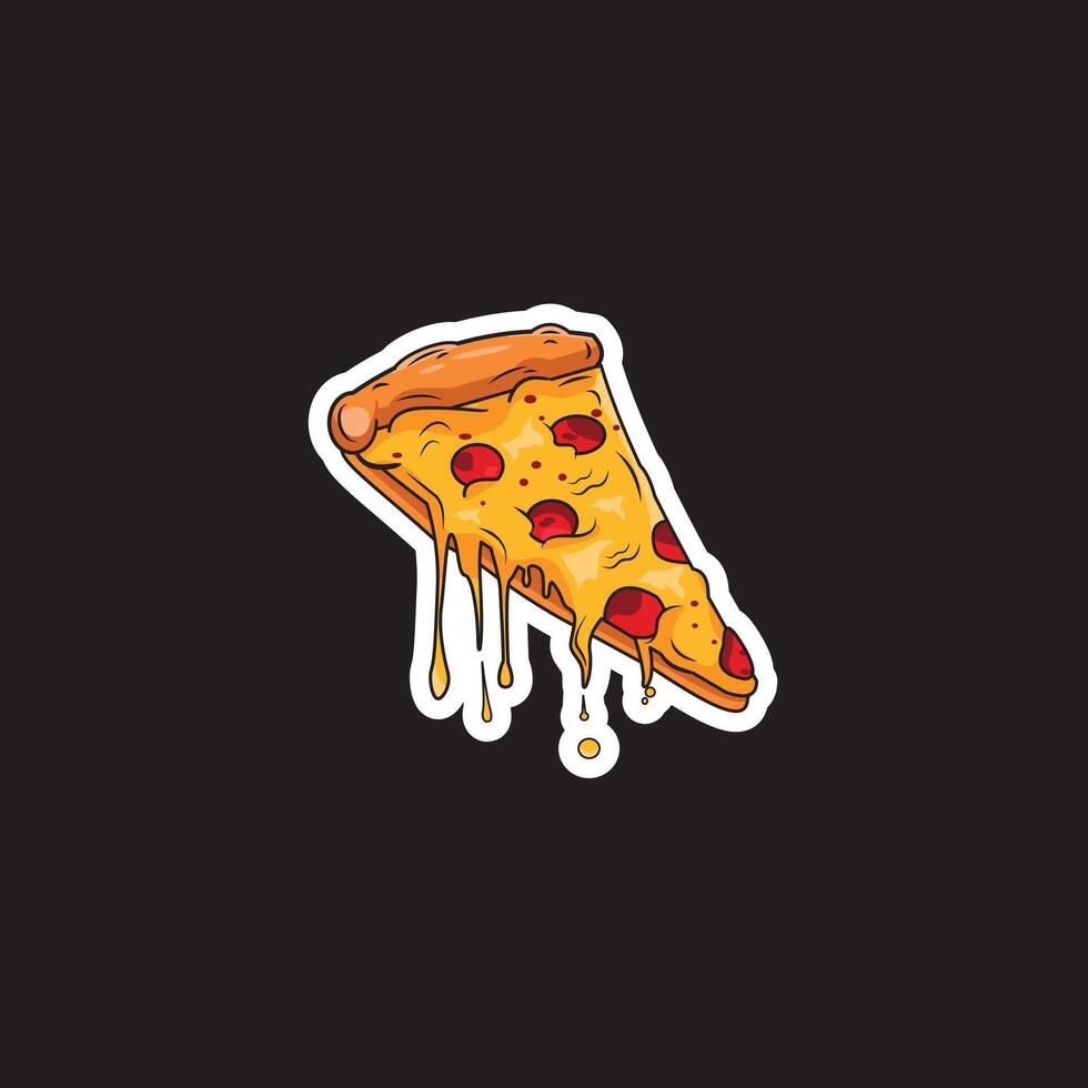 vector illustratie van plak pizza sticker