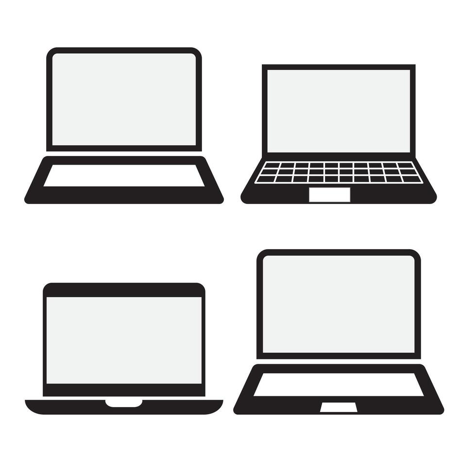 laptop pictogrammen set. laptop verschillend stijl. verzameling laptops of notitieboekje computer. vlak en lijn icoon vector illustratie.