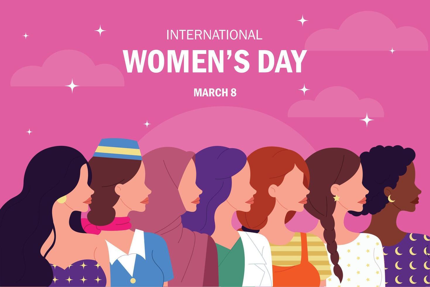 vrouwen dag Internationale viering. vector illustratie. geïsoleerd Aan roze creatief achtergrond