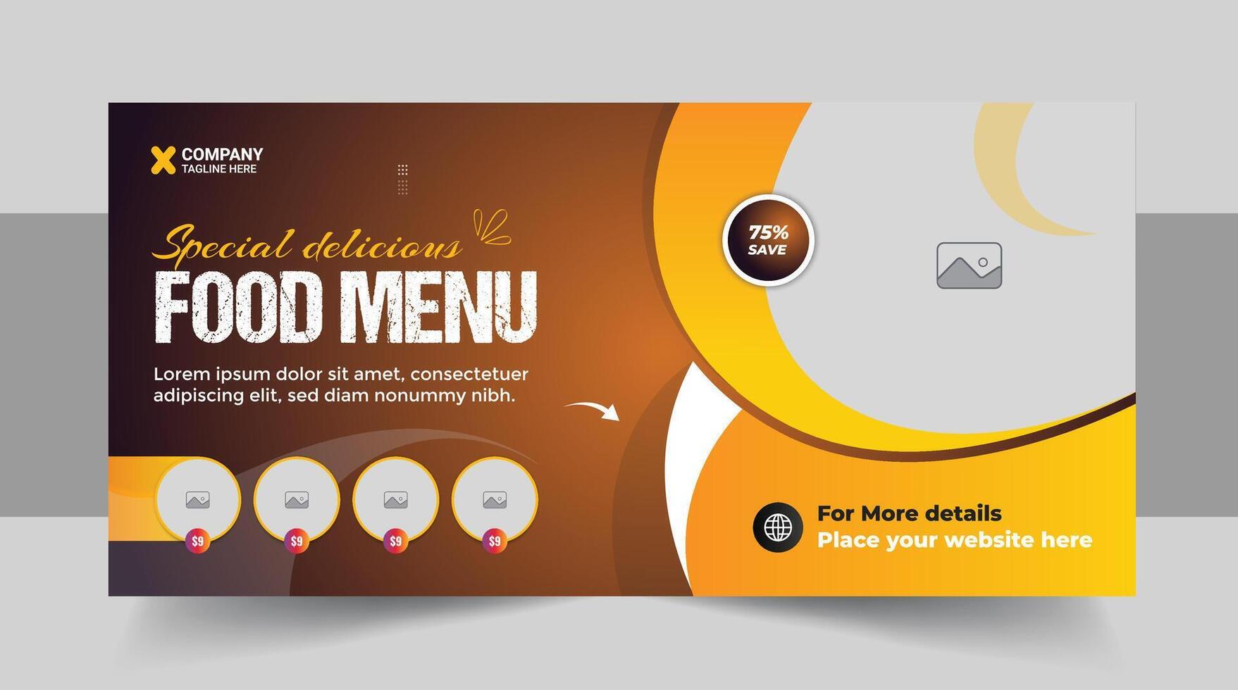 voedsel web banier voedsel reclame korting uitverkoop aanbod sjabloon sociaal media voedsel Hoes post ontwerp vector