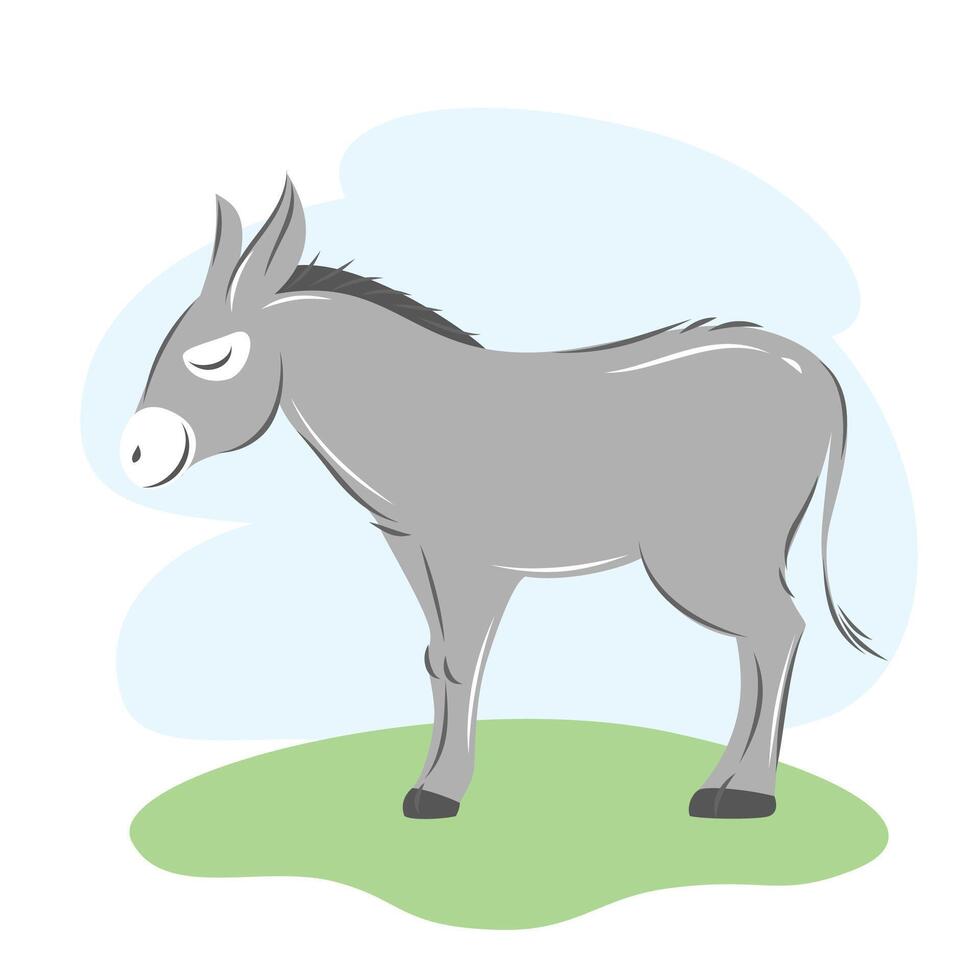 schattig ezel. boerderij dieren. kinderachtig gekleurde vlak vector illustratie