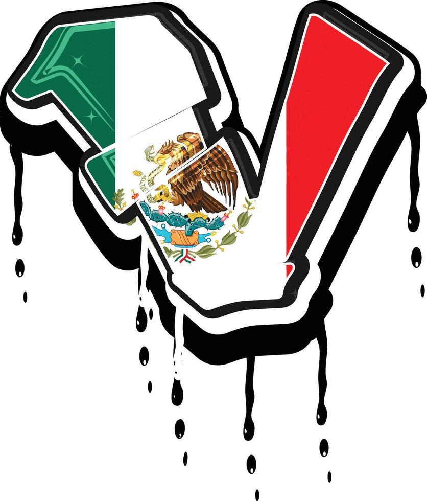 Mexico vlag v hand- belettering druipend graffiti vector sjabloon