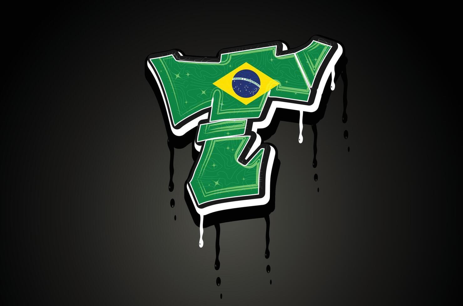 Brazilië vlag t hand- belettering graffiti vector sjabloon