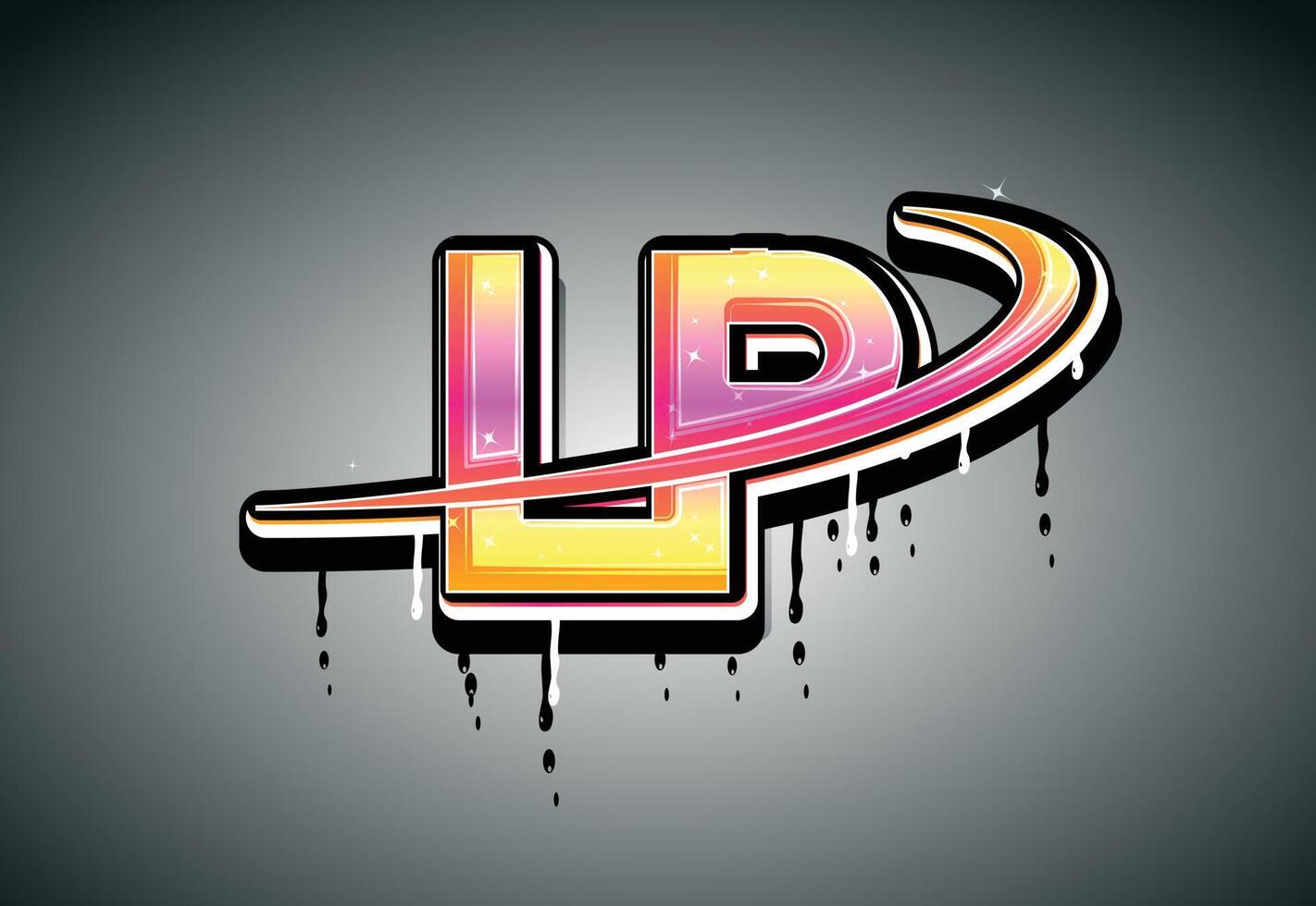 lp swoosh hand- belettering druipend graffiti alfabet vector sjabloon