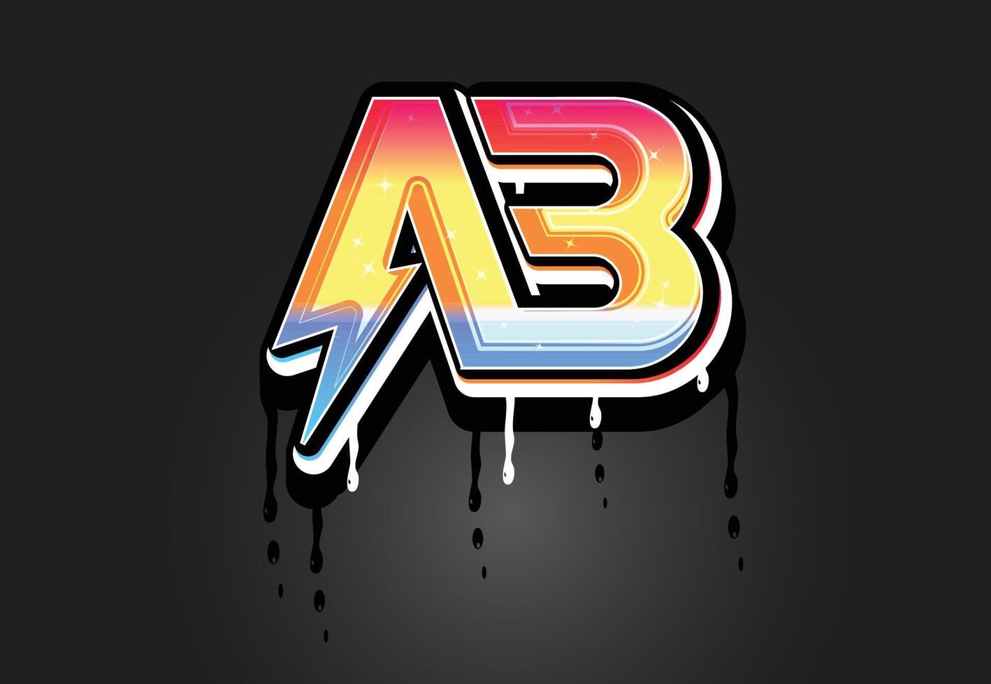 ab hand- belettering druipend graffiti alfabet vector sjabloon