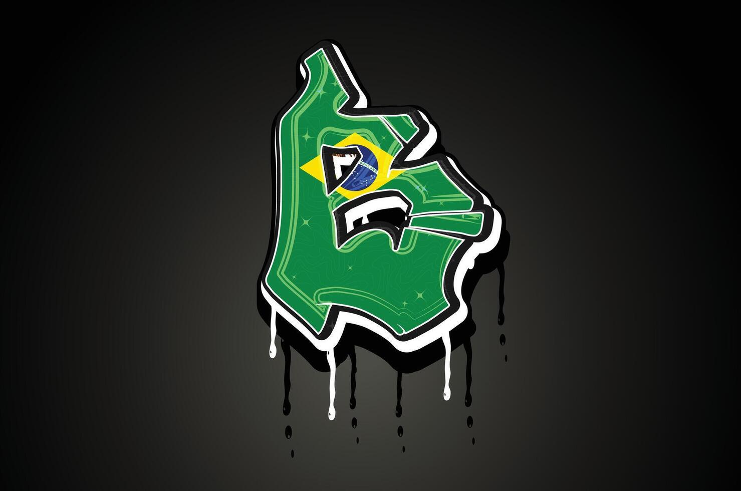 Brazilië vlag b hand- belettering graffiti vector sjabloon