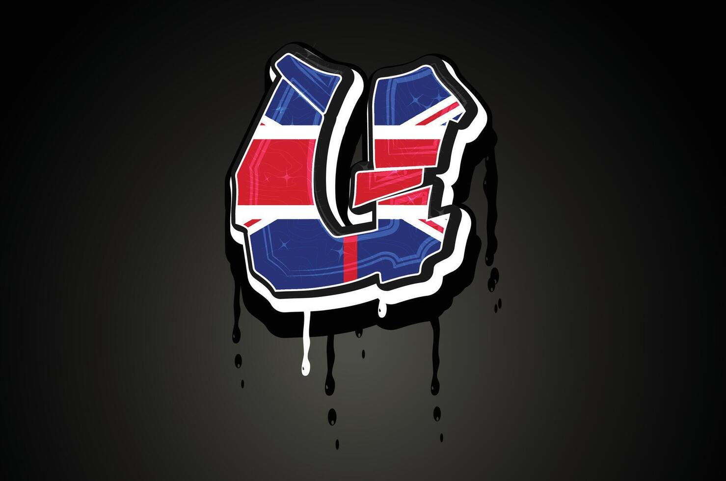 Engeland vlag u hand- belettering graffiti alfabet vector sjabloon