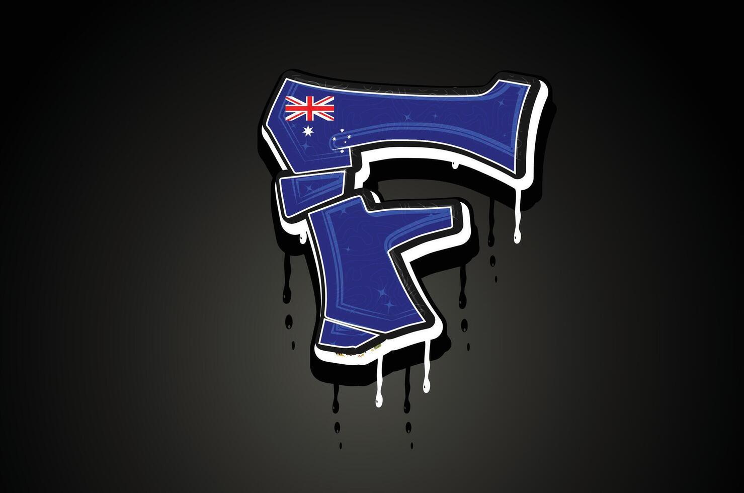 Australië vlag f hand- belettering graffiti alfabet vector sjabloon