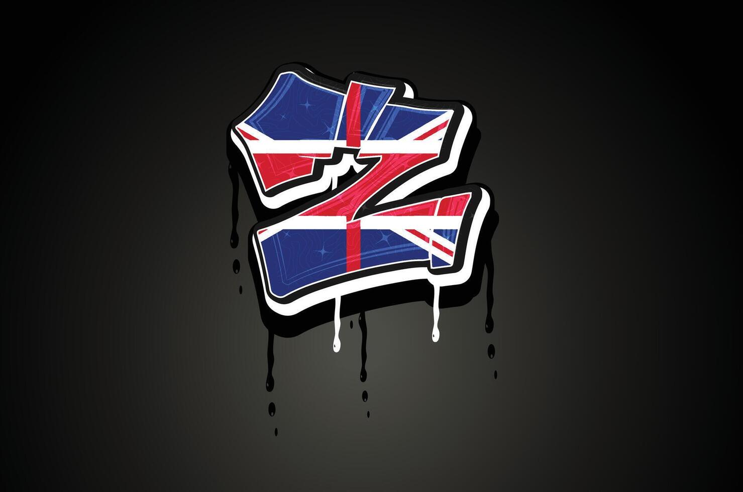 Engeland vlag z hand- belettering graffiti alfabet vector sjabloon