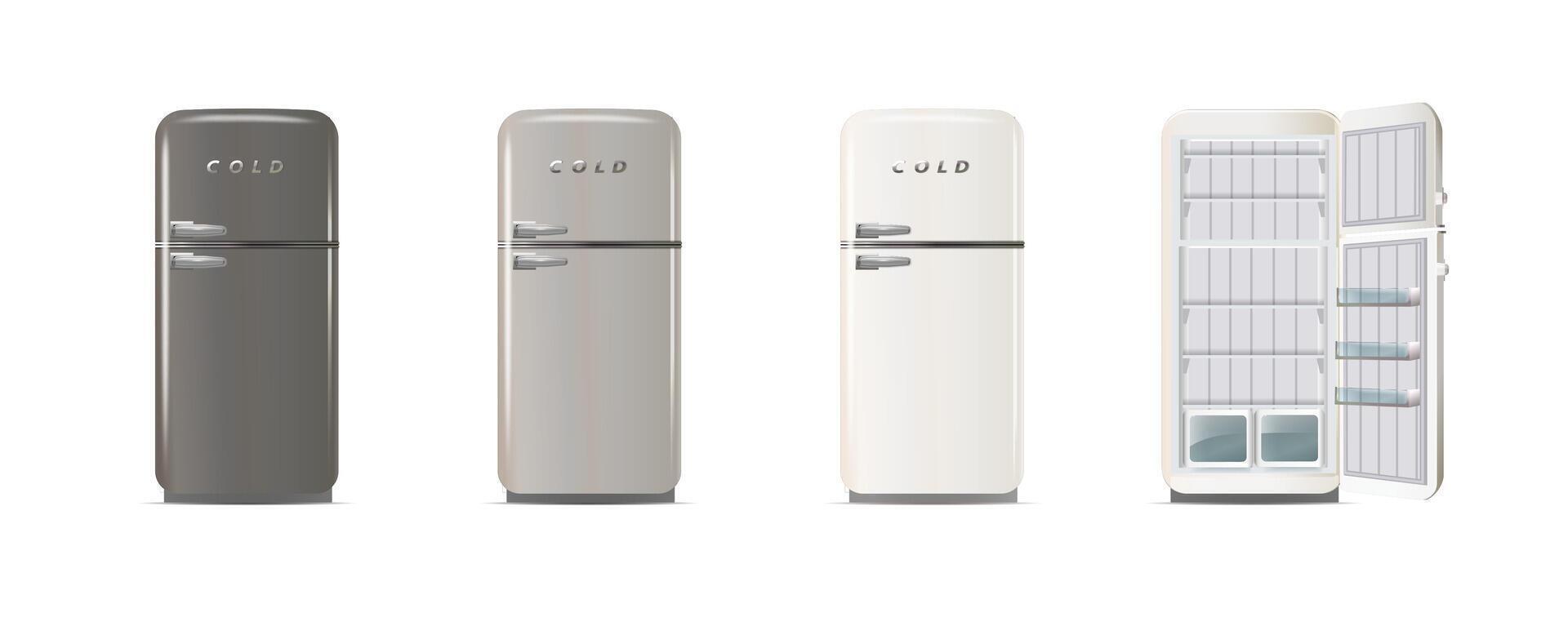 modern koelkasten. realistisch koelers, koelkasten vector