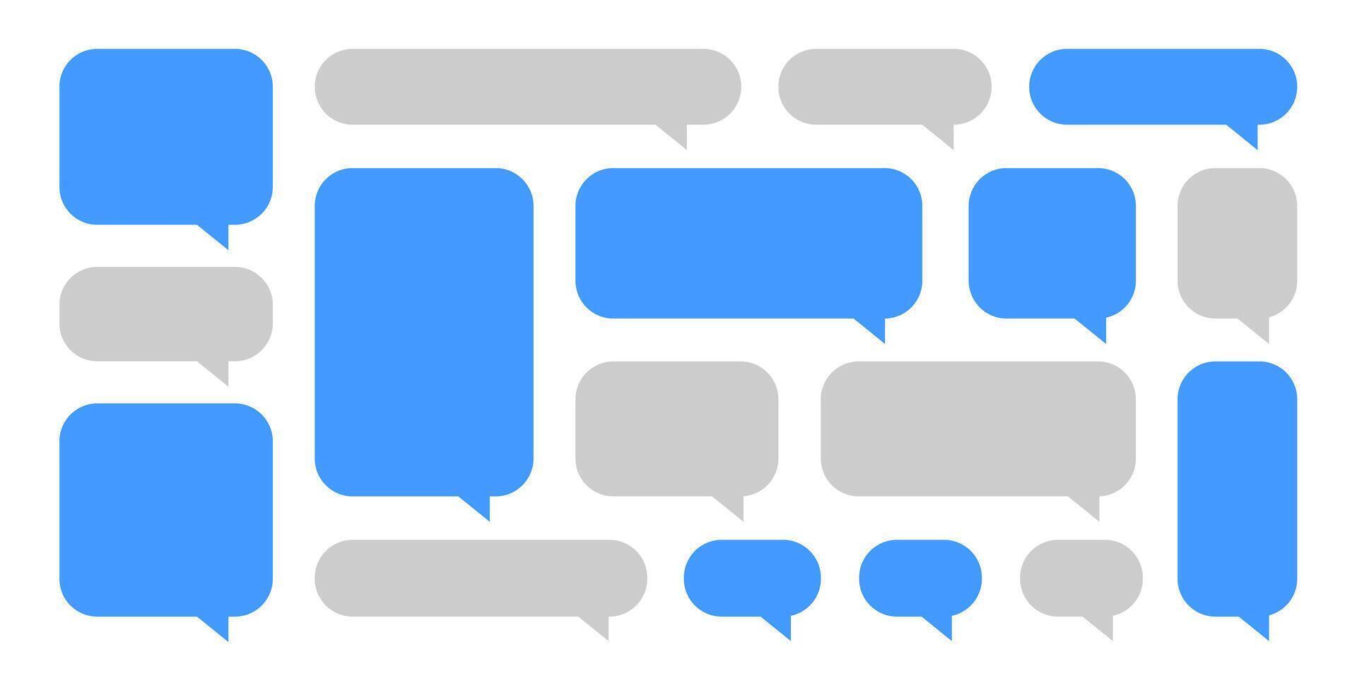 babbelen toespraak blauw bubbel set. babbelen boodschapper. sms tekst kader. vector illustratie