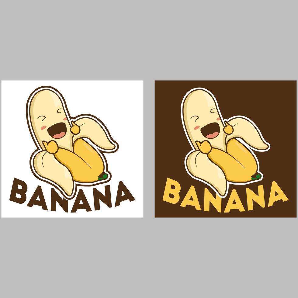 mobiel logo illustratie met een schattig tekenfilm banaan mascotte vector