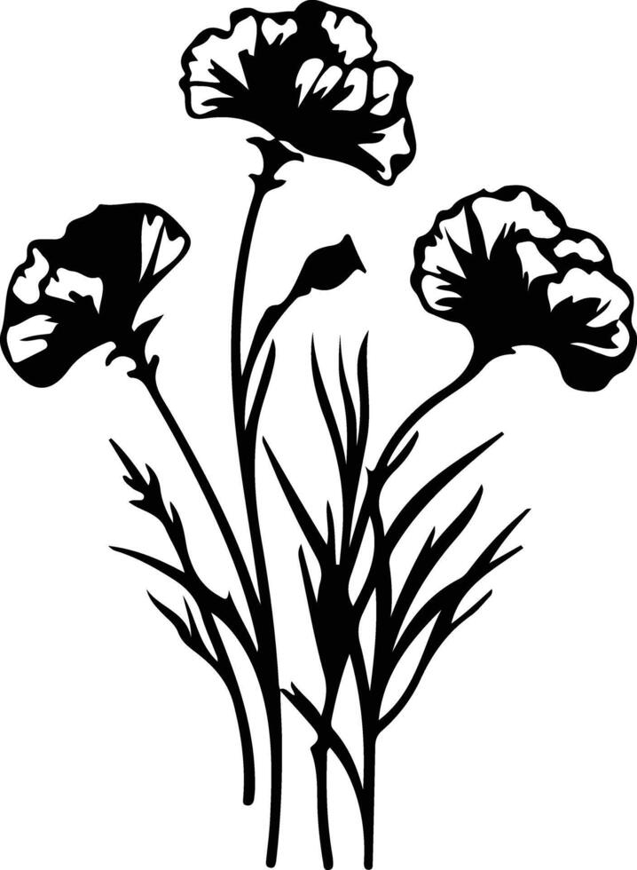 ai gegenereerd dianthus zwart silhouet vector