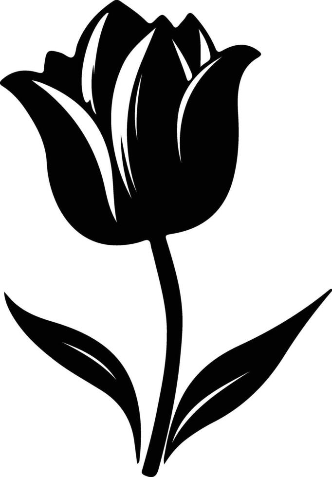 ai gegenereerd tulp zwart silhouet vector