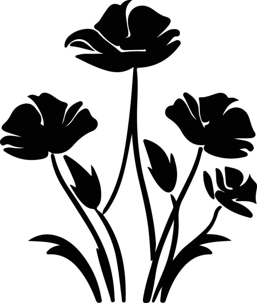 ai gegenereerd Californië papaver zwart silhouet vector