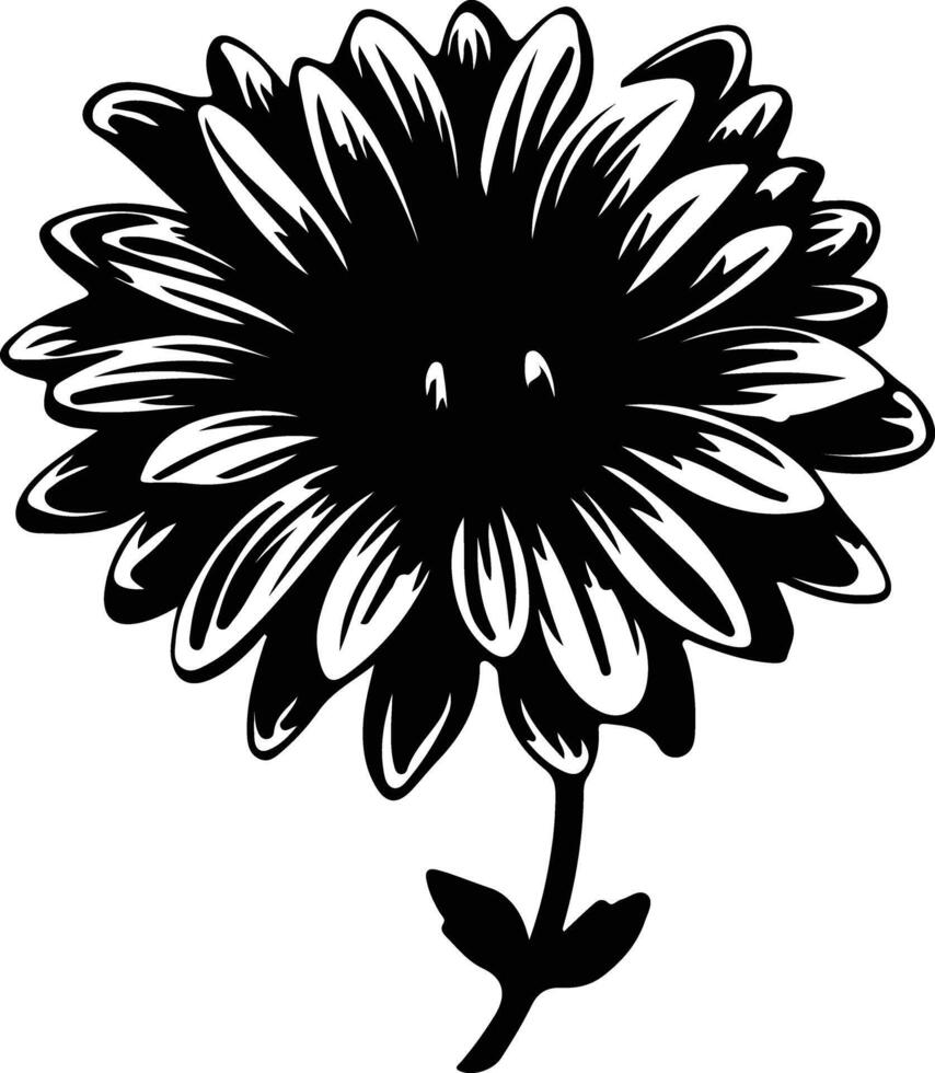 ai gegenereerd aster zwart silhouet vector