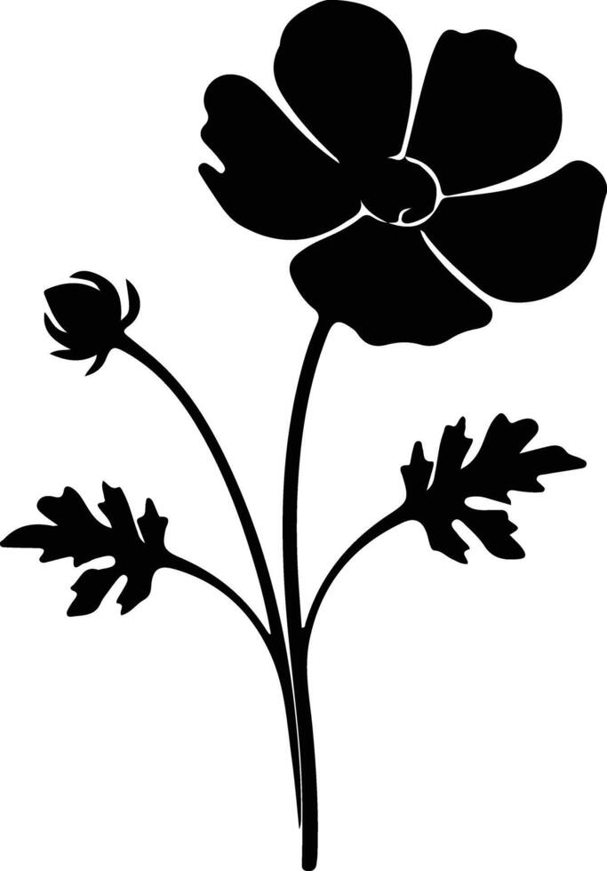 ai gegenereerd boterbloem zwart silhouet vector