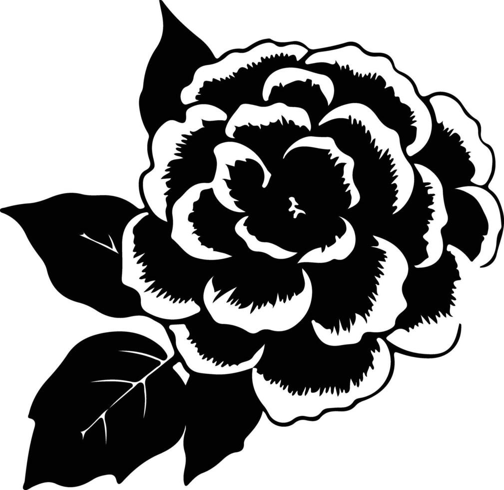 ai gegenereerd camelia zwart silhouet vector