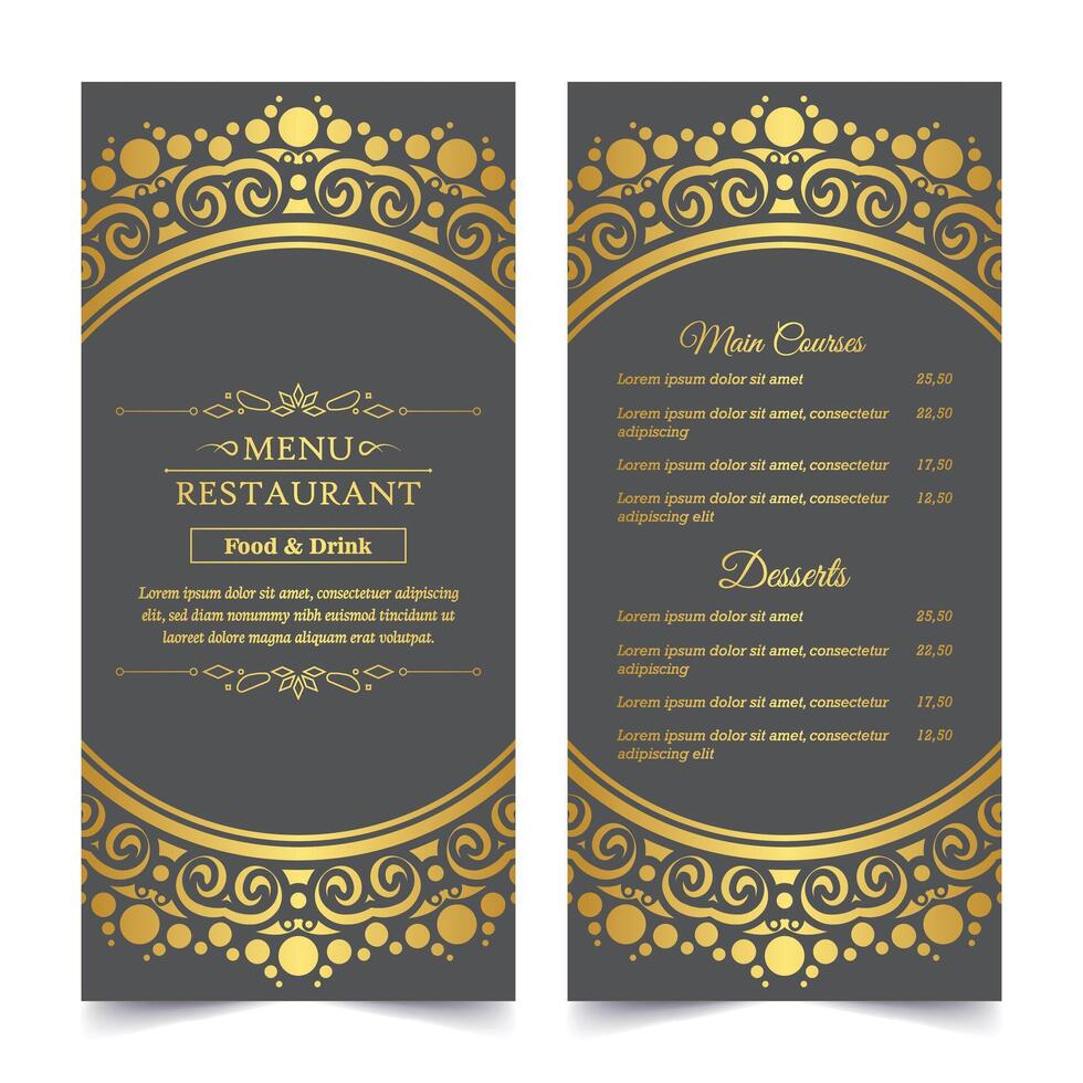 luxe restaurantmenu met logo ornament vector