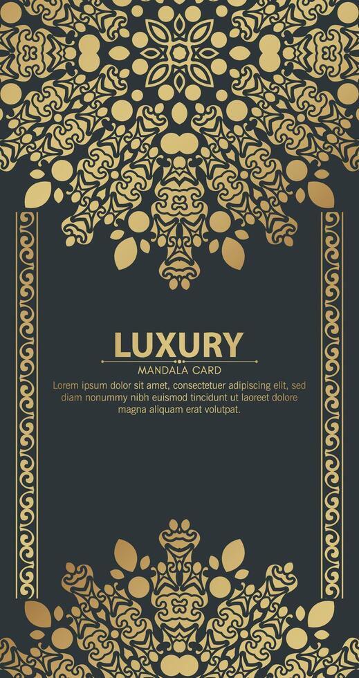 luxe mandala decoratieve kaart in gouden kleur vector