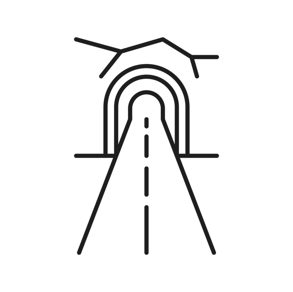 weg lijn icoon, snelweg straat met tunnel route vector