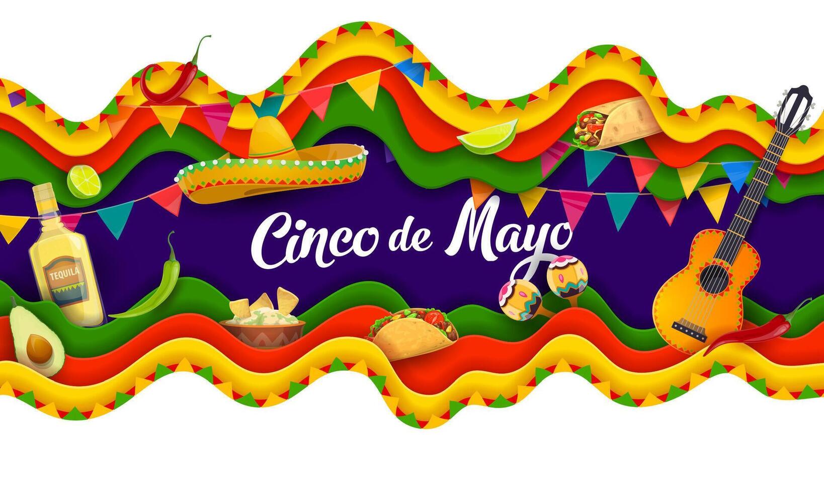 Mexicaans cinco de mayo vakantie papier besnoeiing banier vector