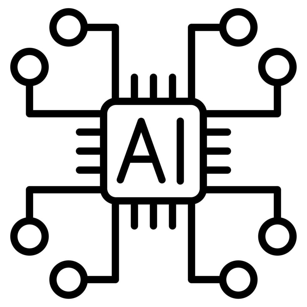 kunstmatig intelligentie- icoon lijn vector illustratie