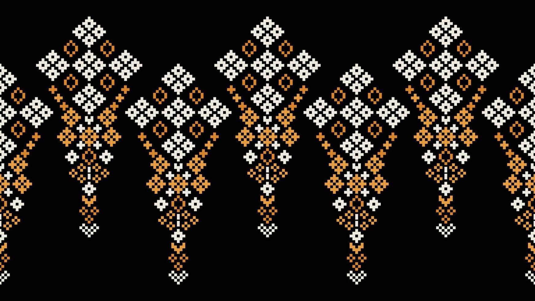 traditioneel etnisch motieven ikat meetkundig kleding stof patroon kruis steek.ikat borduurwerk etnisch oosters pixel zwart achtergrond.abstract,vector,illustratie. textuur, sjaal, decoratie, behang. vector