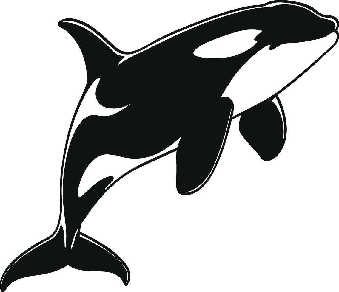 ai gegenereerd silhouet de orka of moordenaar walvis zwart kleur enkel en alleen vector