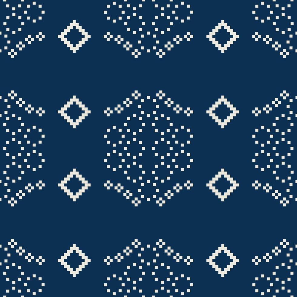traditioneel etnisch motieven ikat meetkundig kleding stof patroon kruis steek.ikat borduurwerk etnisch oosters pixel marine blauw achtergrond. abstract,vector,illustratie. textuur, sjaal, decoratie, behang. vector