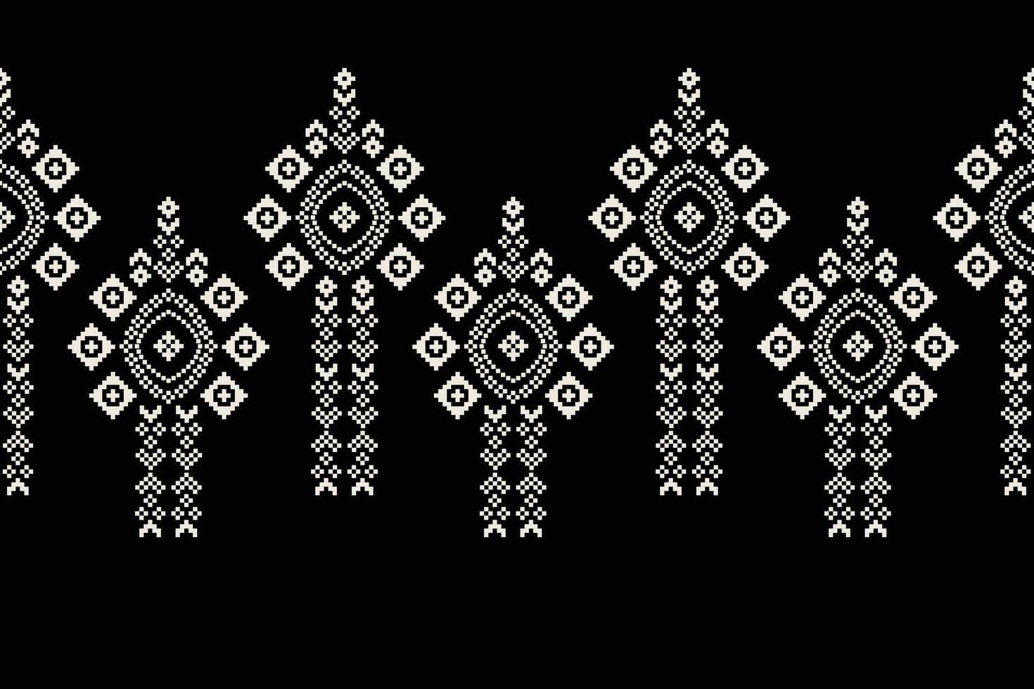 traditioneel etnisch motieven ikat meetkundig kleding stof patroon kruis steek.ikat borduurwerk etnisch oosters pixel zwart achtergrond.abstract,vector,illustratie. textuur, sjaal, decoratie, behang. vector