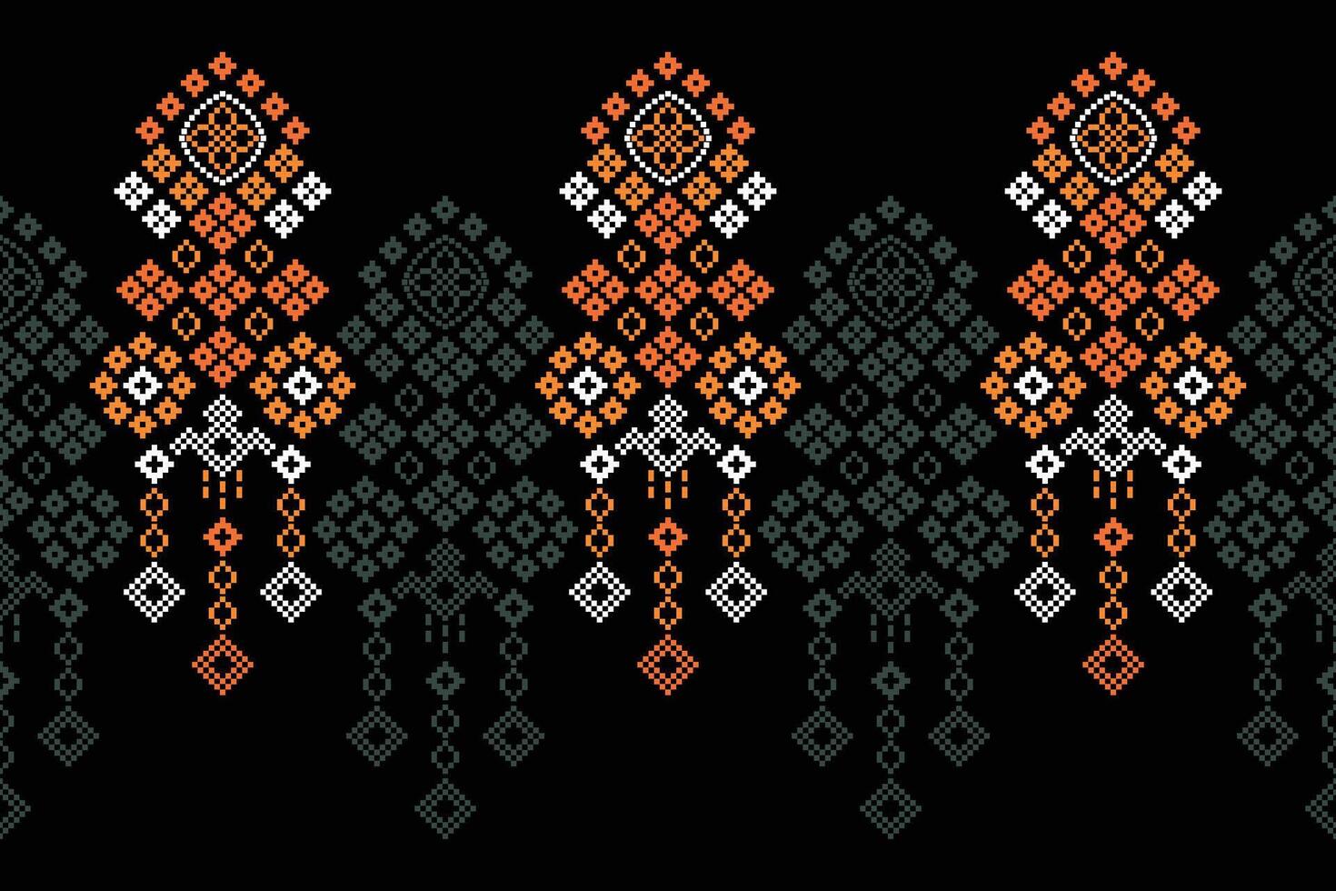 traditioneel etnisch motieven ikat meetkundig kleding stof patroon kruis steek.ikat borduurwerk etnisch oosters pixel zwart achtergrond.abstract,vector,illustratie. textuur, sjaal, decoratie, behang. vector