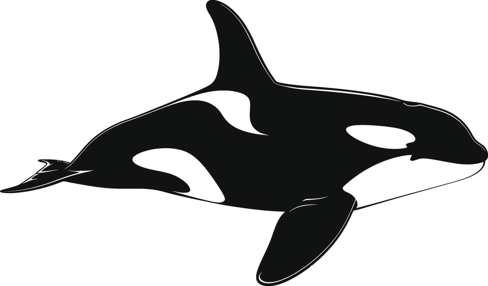 ai gegenereerd silhouet de orka of moordenaar walvis zwart kleur enkel en alleen vector