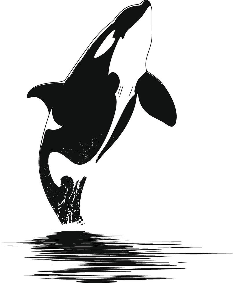 ai gegenereerd silhouet de orka of moordenaar walvis zwart kleur enkel en alleen vector