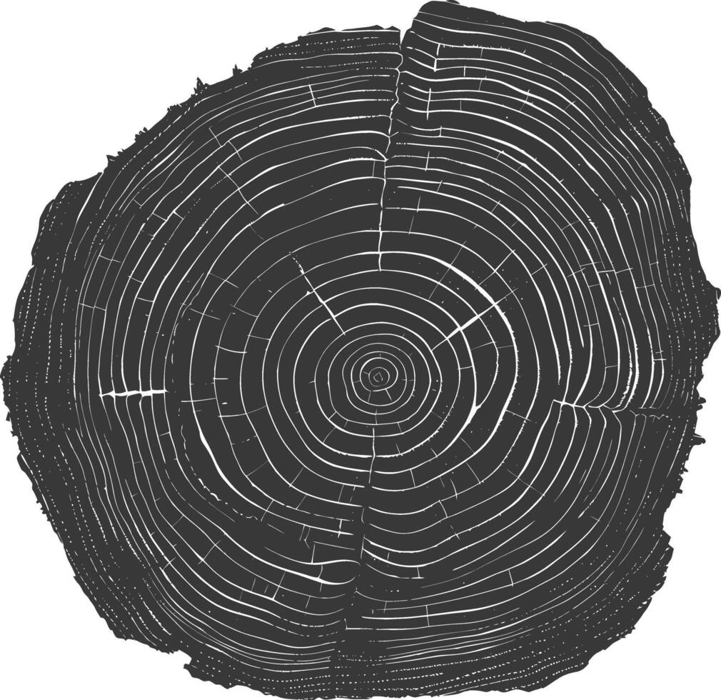 ai gegenereerd silhouet boom ringen hout zwart kleur enkel en alleen vector