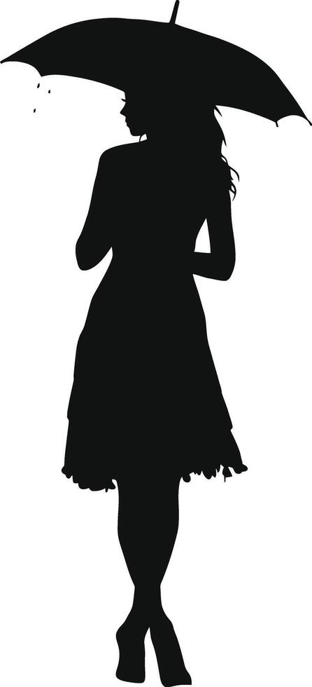 ai gegenereerd silhouet vrouw met paraplu zwart kleur enkel en alleen vol lichaam vector