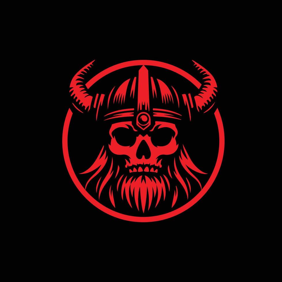 viking schedel met rood kleur vector