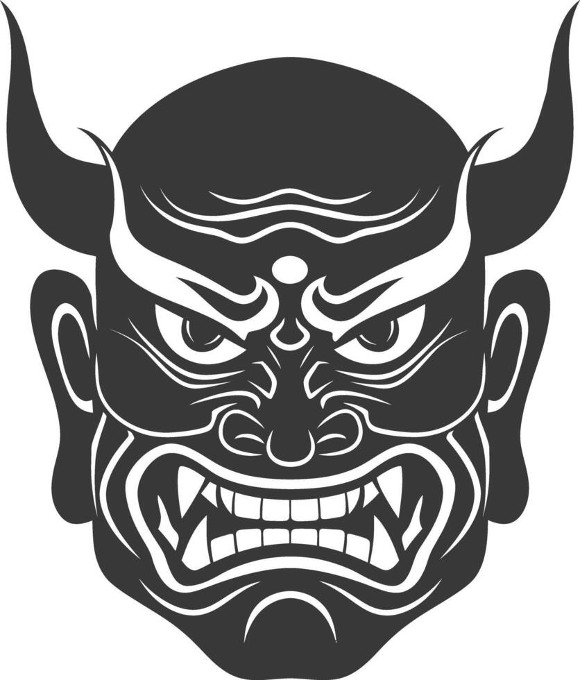 ai gegenereerd silhouet Japans traditioneel masker oni masker zwart kleur enkel en alleen vector